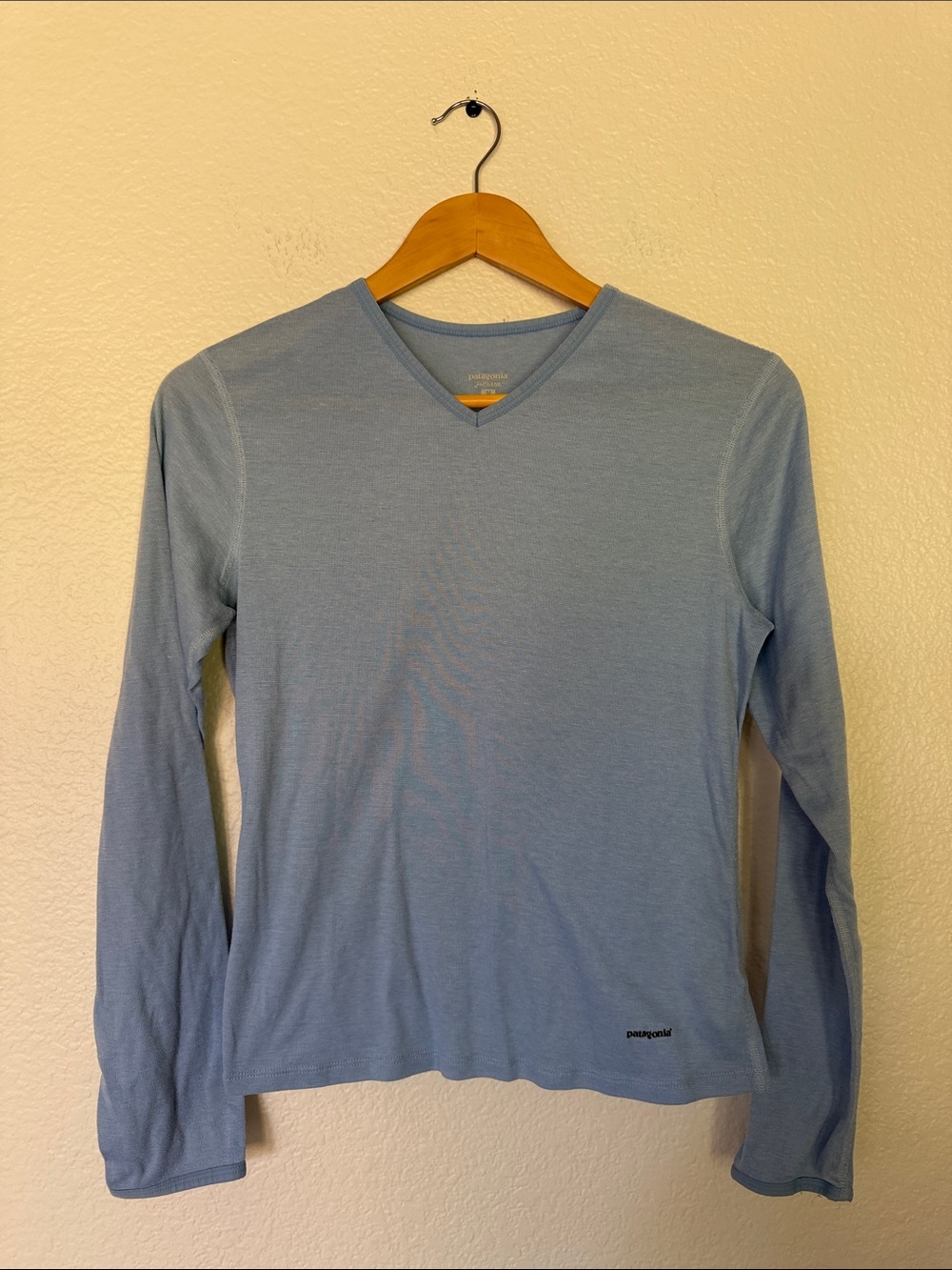 Patagonia Light Blue V-Neck Long Sleeve Tee